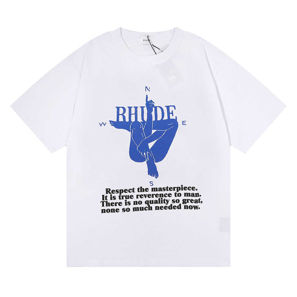 

America Tide Brand RHUDE Printed T Shirt Men Women Washed Do Old Round Neck treetwear T-shirts Spring Summer High Street Style Quality Rhude Top Tees -XL, 17