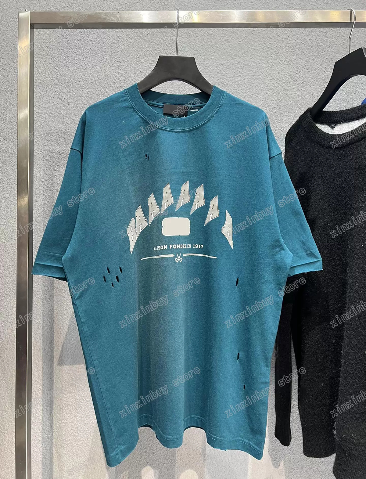 

22ss Men Designers t shirts Paris Destroyed hole short sleeve Crew Neck Streetwear red green black xinxinbuy XS-L