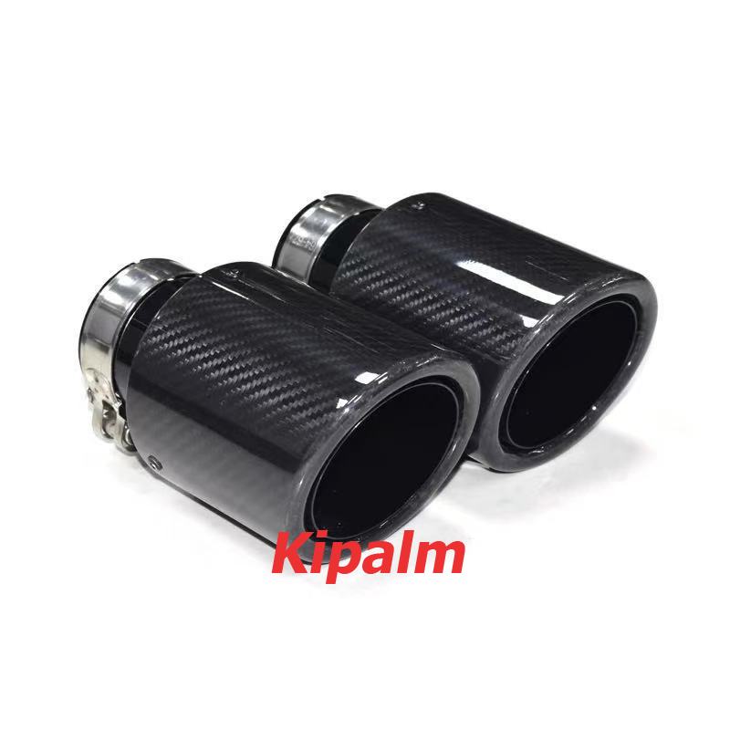

Universal Curly Edge Twill Weaving Carbon Fiber Glossy Car Exhaust Muffler Stainless Steel Tip for BMW BENZ AUDI Without Logo
