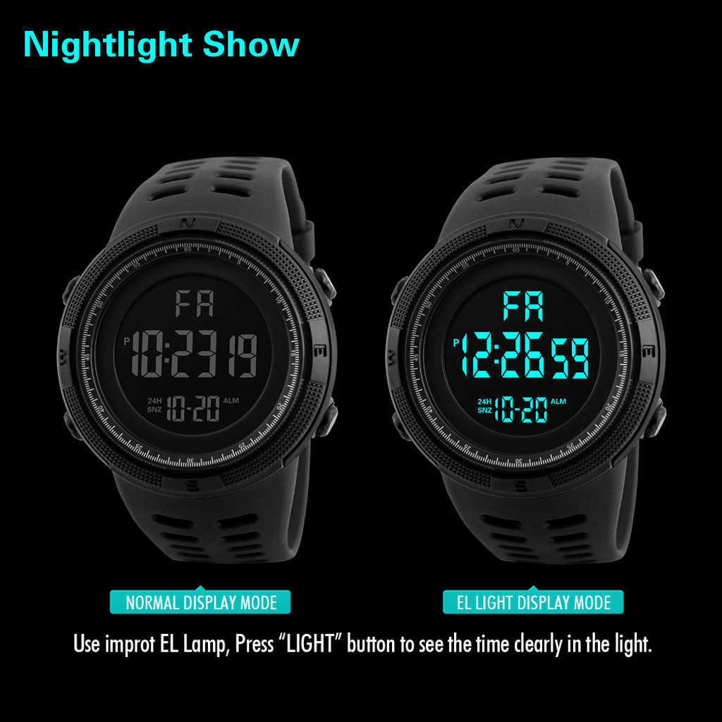 

Men Electronic Watch 30M Waterproof Digital Sport Display Date Calendar Week Alarm LED Wristwatch Plastic Strap2022