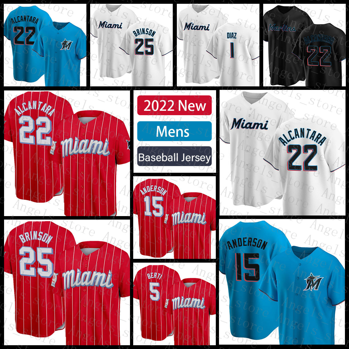 

Miami''Marlins''Mens Baseball Jersey Sandy Alcantara Jose Fernandez Brian Anderson Lewis Brinson Avisail Garcia Garrett Cooper Alex Jackson, Custom(malinyu