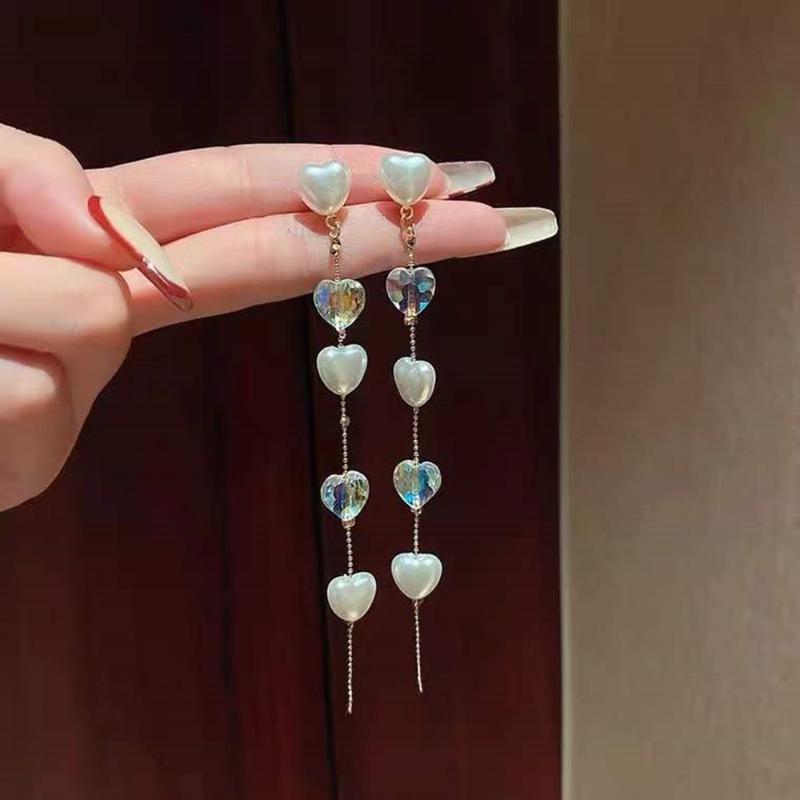 

Dangle & Chandelier 2022 Long Tassel Heart-shaped Pearl Earrings Female Elegant Shiny Fashion Party Jewelry Exquisite Gifts Wholesale
