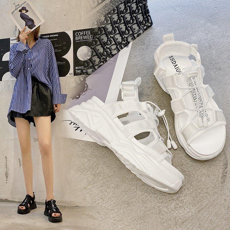 

Sandals Women Chunky Platform Korean Fashion Woman Shoes Designers Hook Loop Brand Ladies Sport White Casual Sandal 2022 Summer