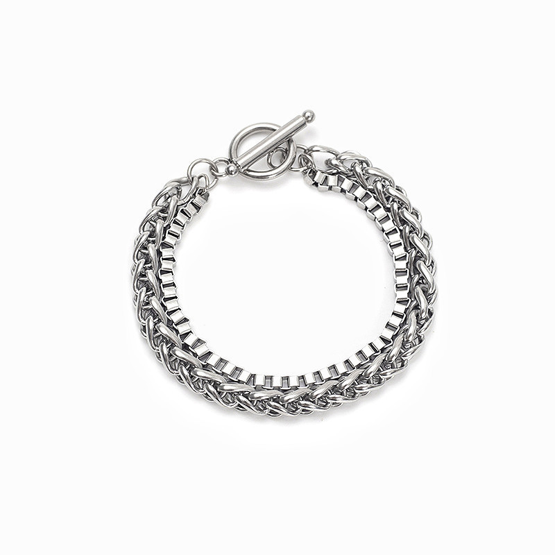 

Double Layered Bracelet Ins Versatile Design Couple Steel Necklace Accessories