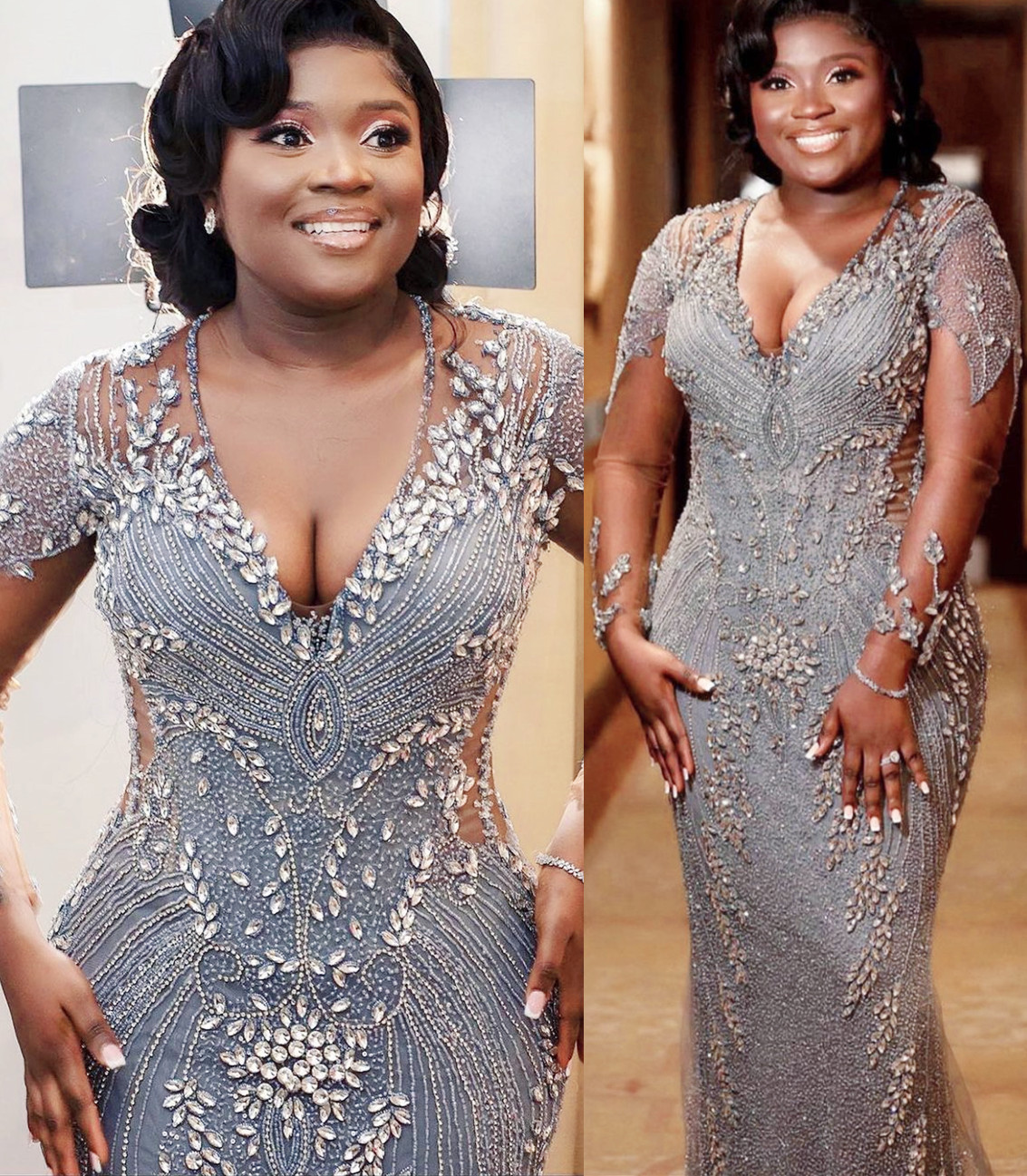 

2022 Plus Size Arabic Aso Ebi Silver Luxurious Mermaid Prom Dresses Beaded Crystals Evening Formal Party Second Reception Birthday Engagement Gowns Dress ZJ455, Hunter