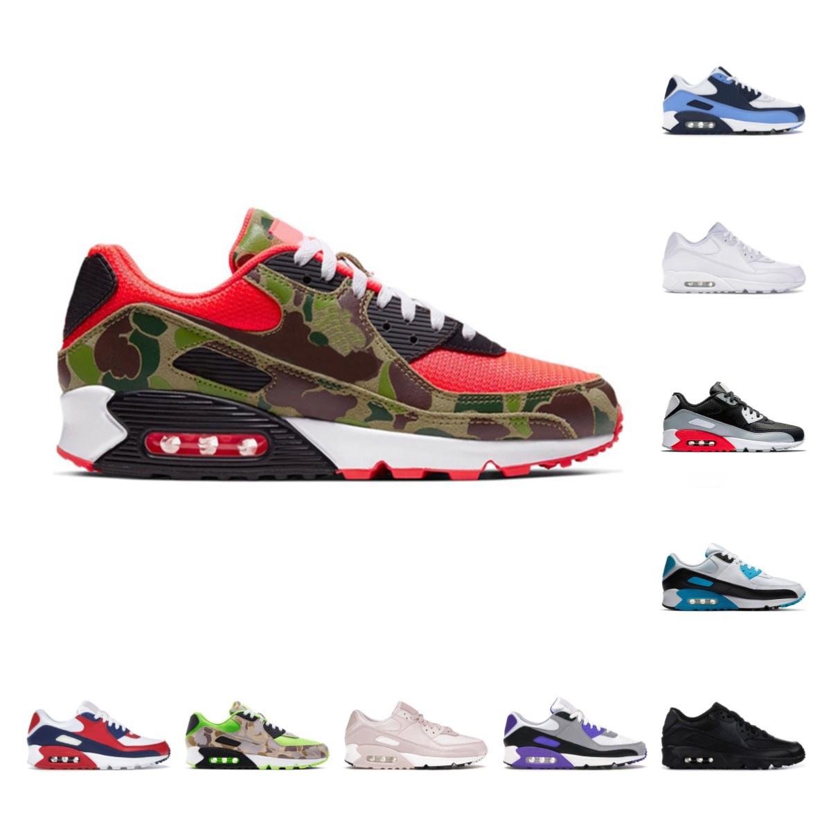 

Running shoes 90s men woman cushion chaussures Camo UNC USA Volt 9O triple white black mens trainers Outdoor 90 womens Sports outdoor casual Sneakers, Box