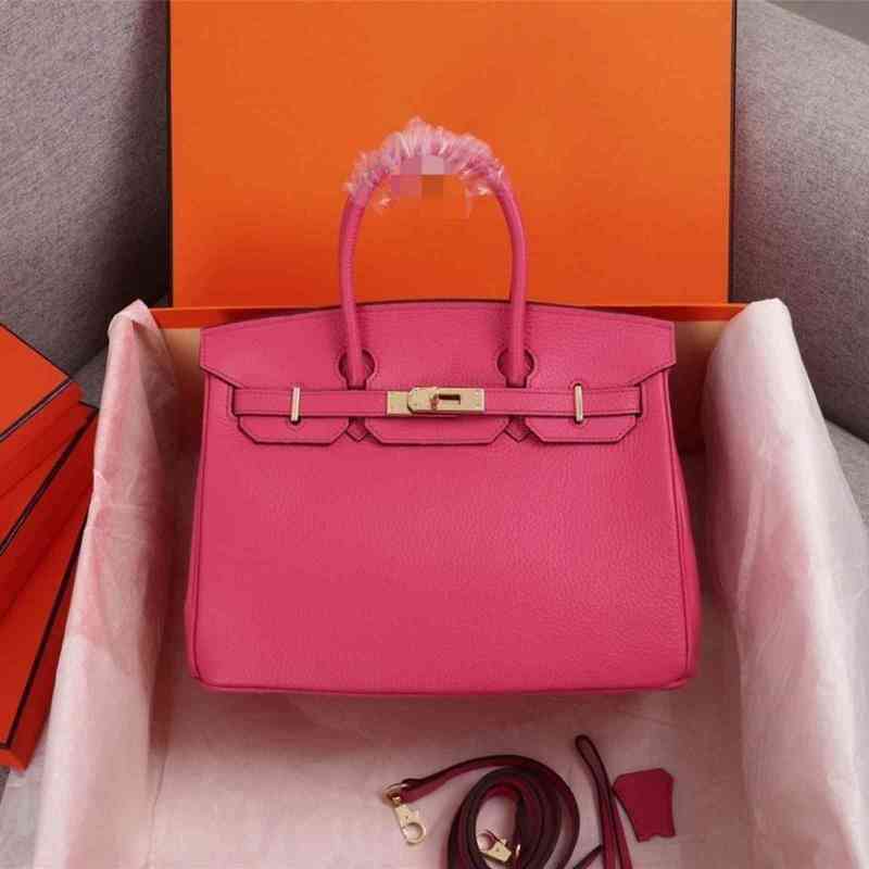 

Bag Birkins Herme Manufacturer Directly Sells the Classic Original Litchi Pattern Cow Bag, Single, Red 30