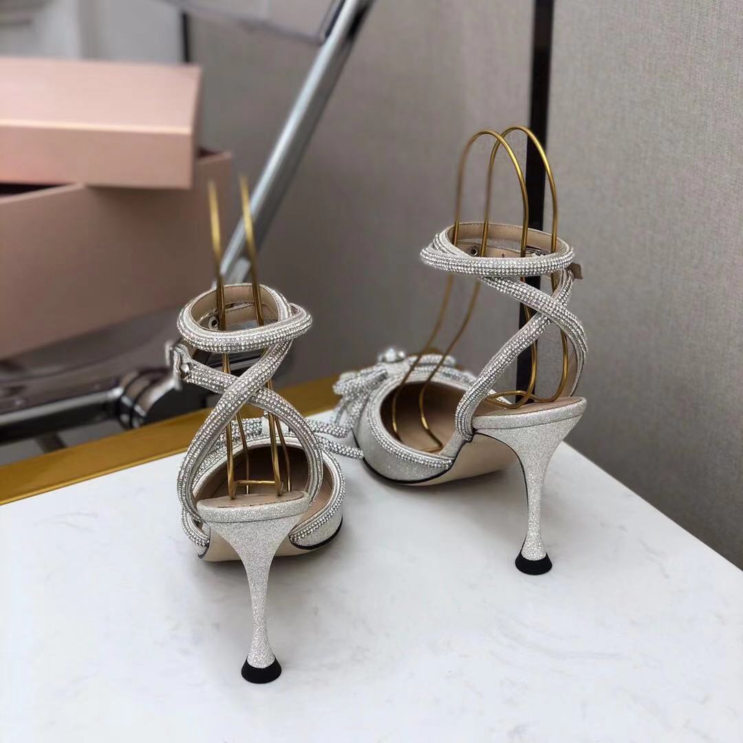 

Designer-high quality! 2021020302y 40 silk/glitter cross rhinestone strap bow 6.5cm kitten heel pointed toe sandals black pink nude silver, Customize