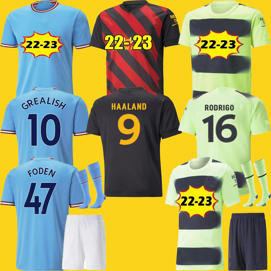 

HAALAND  23 PHILLIPS SOCCER JERSEYS GREALISH BERNARDO MANS CITY MAHREZ fans player version DE BRUYNE FODEN RUBEN 2022 2023 top football kit shirt man kids sets, 22 23 3rd patch