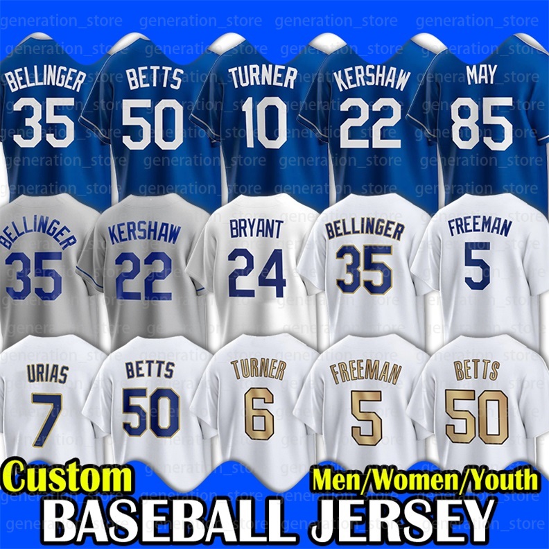 

Freddie Freeman Baseball Jersey Los Angeles Mookie Betts Cody Bellinger Julio Urias Trevor Bauer Justin Turner Clayton Kershaw Buehler Max Muncy Dustin May, Custom men jersey+patch