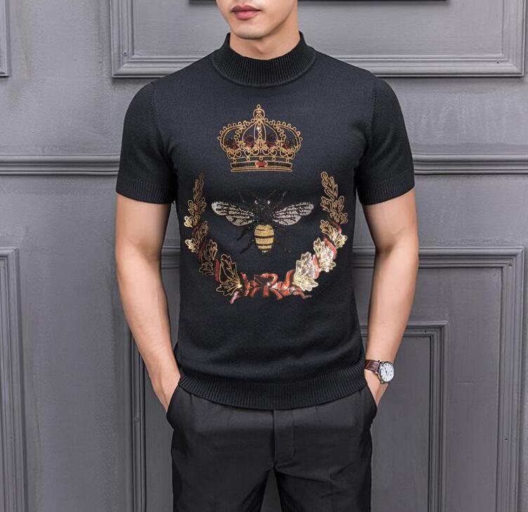 

Men' Sweaters Borun Brand Drill Men Designer Short Sleeve Sweater Fashion Hip HopMen, As show