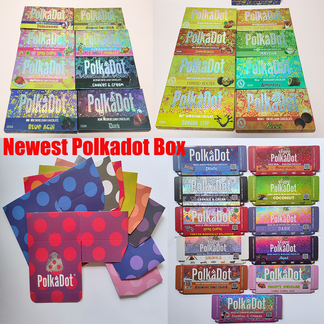 

Newest Polkadot Chocolate Bar Box Magic Mushrooms 4G POLKA DOT Chocolate Bars Dank Berries & cream Packaging Oneup One up Packing Boxes