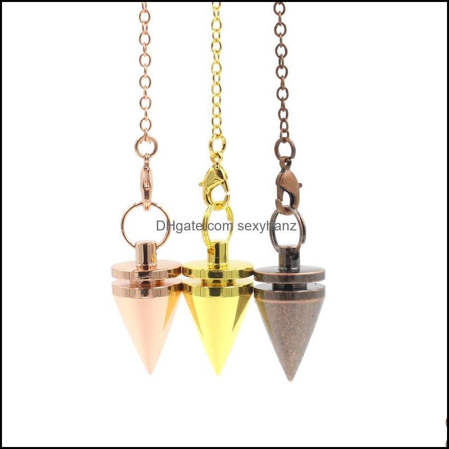 

Pendant Necklaces Pendants Jewelry Copper Pendum Pendo Nce Reiki Cone Brass Dowsing Conical Charm For Divination Meditation Drop Deliv