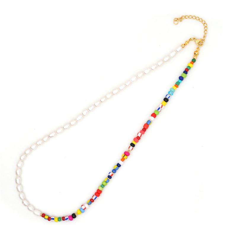 

Chokers Bohemian Natural Pearl Necklace Colorful Seed Bead Handmade 2022 Girl's Jewelry Top Quality