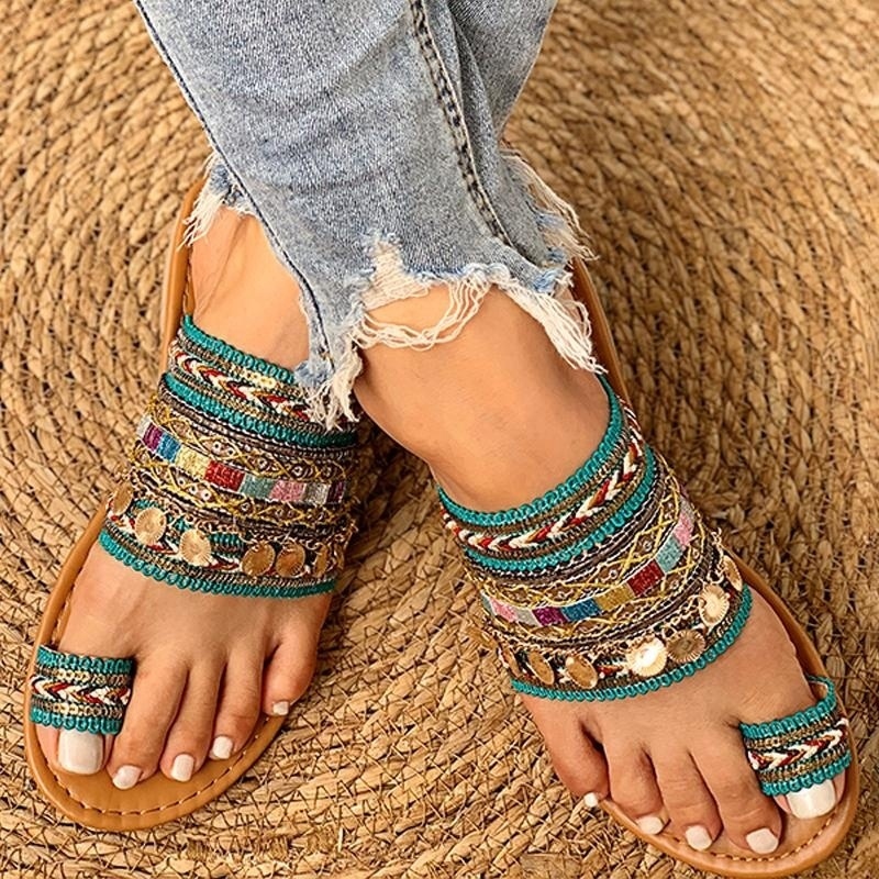 

Shoe Summer Greek Style Boho FolkCustom Artisanal Ladies Flat Slippers Casual Breathable Comfortable Beach Women Sandals 220613, Black
