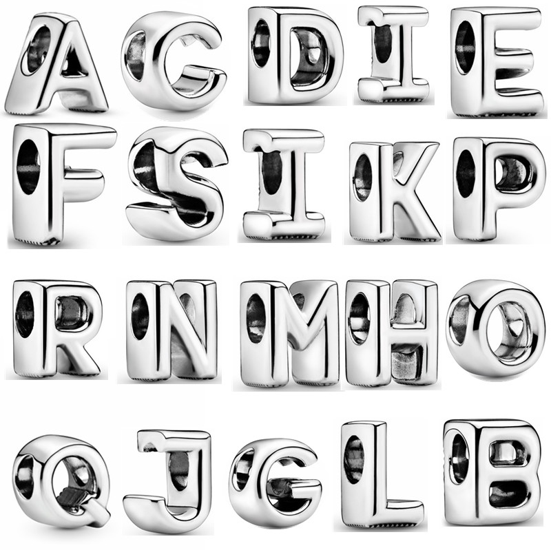 

Fashion s925 Sterling Silver Bead Charms Beaded Classic English Letter Pendant Original Fit Pandora Bracelet DIY High Quality Luxury Ladies Jewelry Gift