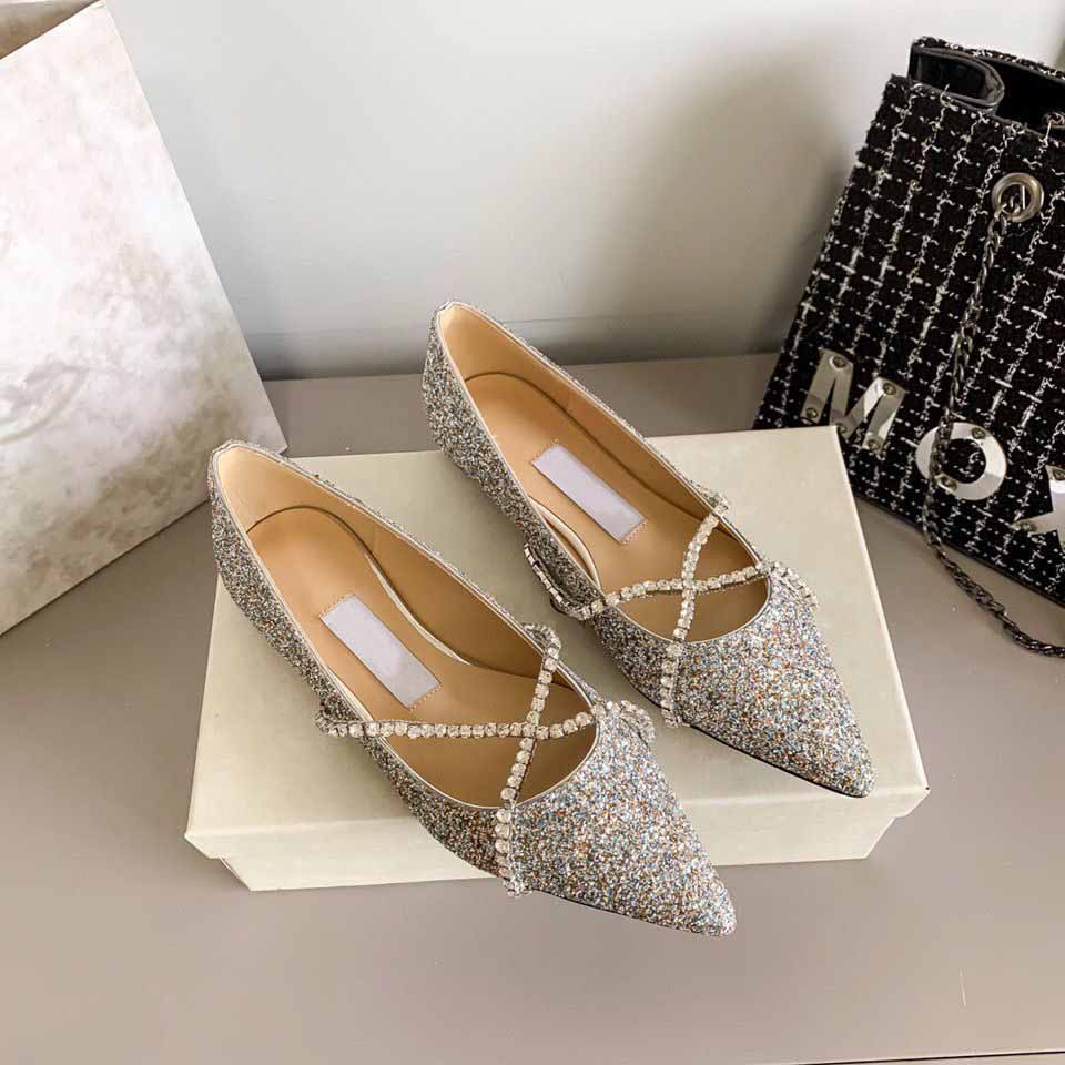 

Summer Pointed-toe GENEVI Sandals Shoes Women Ballerinas Flats Lady Crystal Cross Strappy Party Wedding Comfort Walking EU35-43 With Box, 15