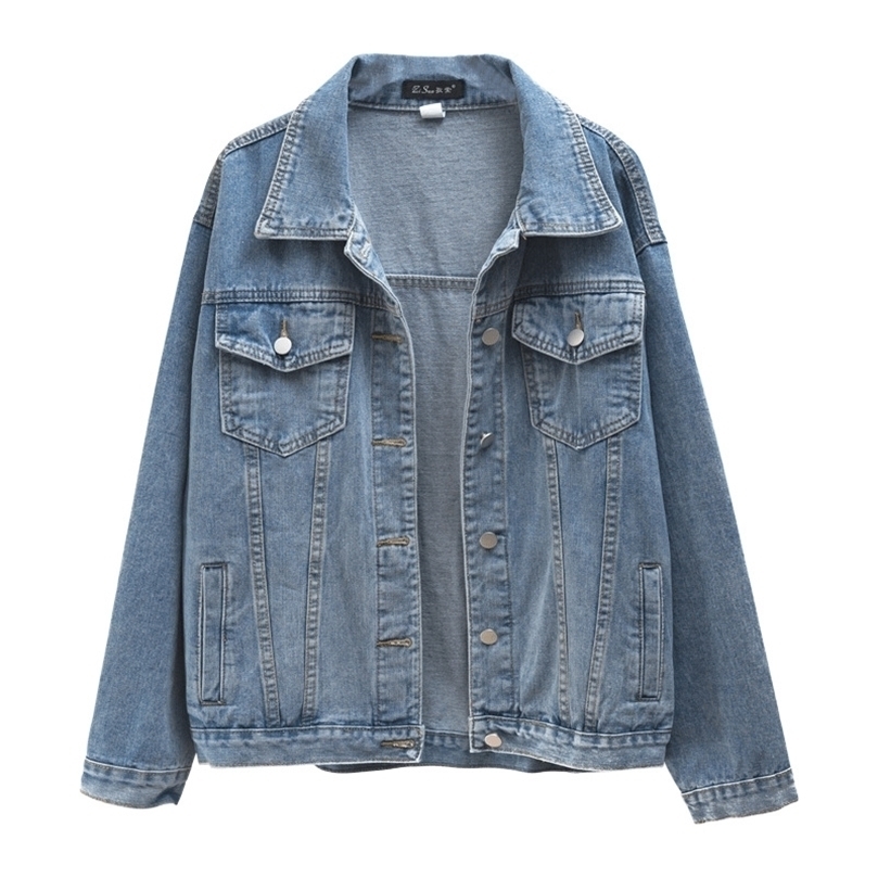 

Denim Woman Jacket Winter Oversize Jean Jacket Long Sleeve Turndown Collar Female Outerwear Fall Loose Korean Fashion 220812, Blue