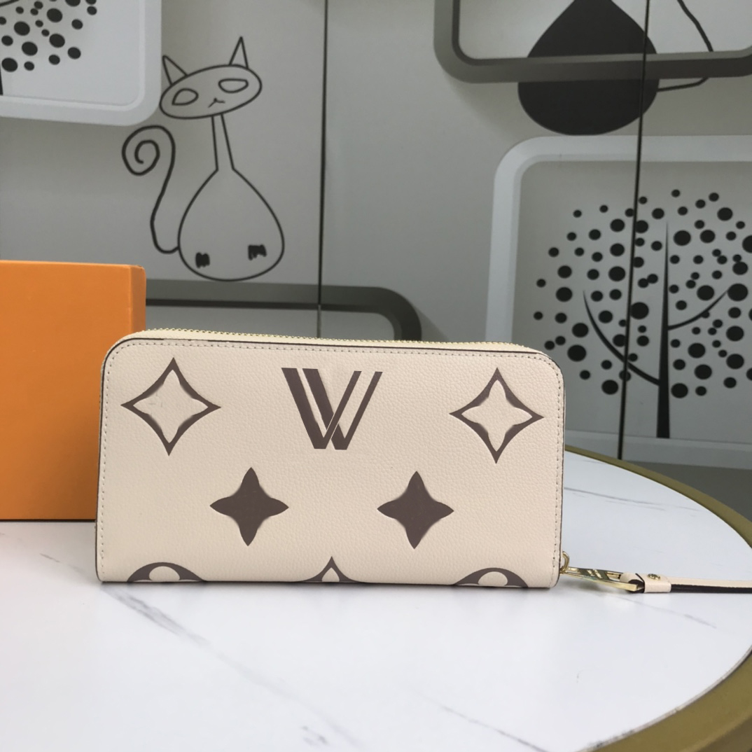 

Women Long Wallets Bag Handbag Solid color Embossed Classic Flower Luxurys Designers Bag Genuine Leather Ladies Travel Wallet Card Holder 19.5*10.5CM