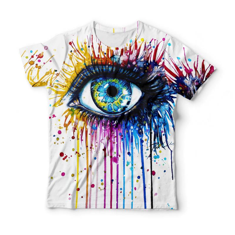 

Men' T-Shirts Rainbow Watercolor Eye Print T-Shirt Fashion Crew Neck Short Sleeve Colorful Graphics T Shirt Men Clothes Anime TeeMen, As the pictures show