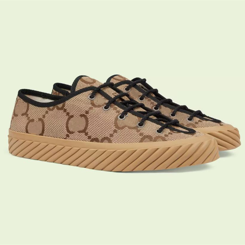 

2022 new classic rubber casual shoes men's Lace Up Canvas Sneakers camel and ebony Maxi canvas sneaker embroidery fashion walking Oversize shoe 35-46 With box