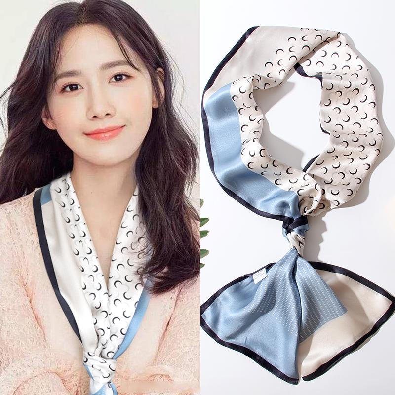 

Scarves 100% Pure Silk Scarf For Women Small Long Neck Hair Bag Accessories Strap Neckerchiefs Belt Tie Handbag RibbonsScarves