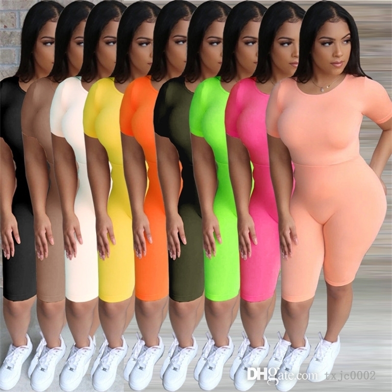 Womens 2 Piece Summer Set Tracksuits Sweat Suit Elastic Fashion Sexy Tight T Shirt Shorts Casual Sports Outfits