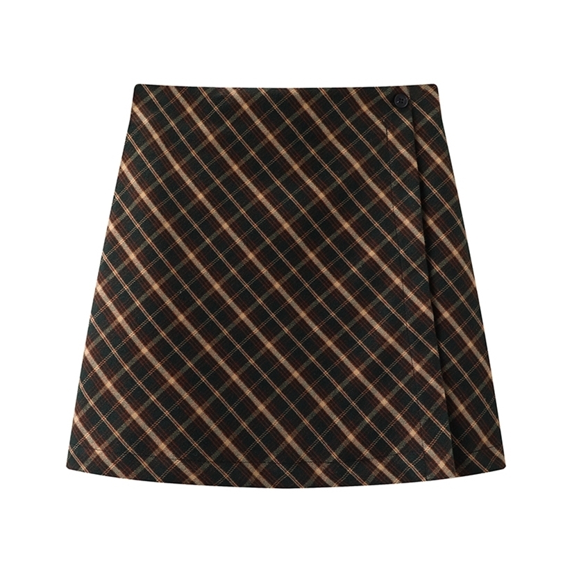 

PUWD Y2K Girls Slim Mini Skirts Summer Fashion Ladies High Waist Plaid Skirt Vintage Women Chic Cute 220322, Brown