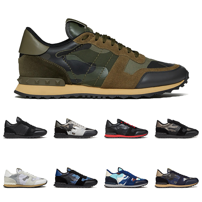 

men women luxury designer shoes rockrunner sneakers camo mesh fabric rubber triple black white beige mens trainers, # 8