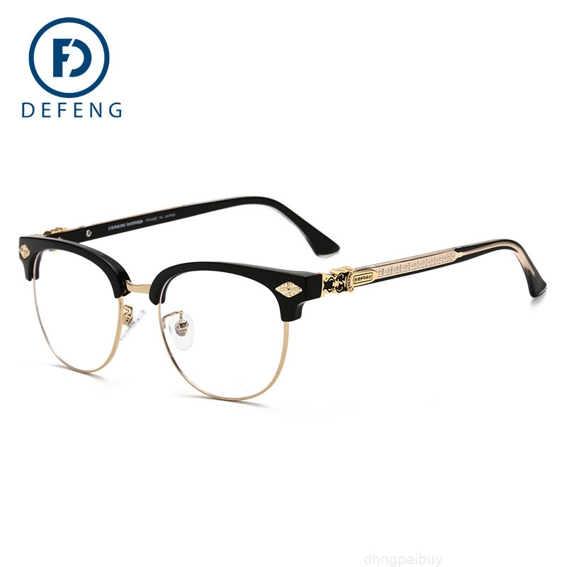 

New ch Chrome Sunglasses Frames Defeng Chaokro Plate Insert Quality Anti Blue Light Glasses Myopia Frame Mark Hearts Trend Whct