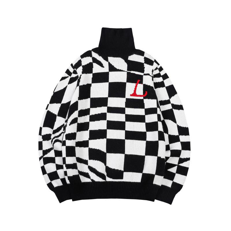 

New AOP jacquard letter knitted sweater in autumn / winter 2022acquard knitting machine e Custom jnlarged detail crew neck cotton 575t8w735, Black