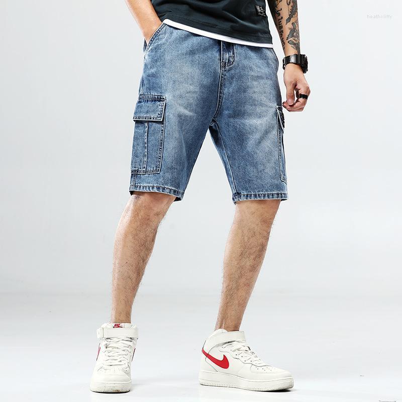

Men's Jeans Summer Plus Size Five-point Pants Overalls Shorts Mens Casual Fashion Trend Multi-pocket Middle Denim -40Men's Heat22, Black