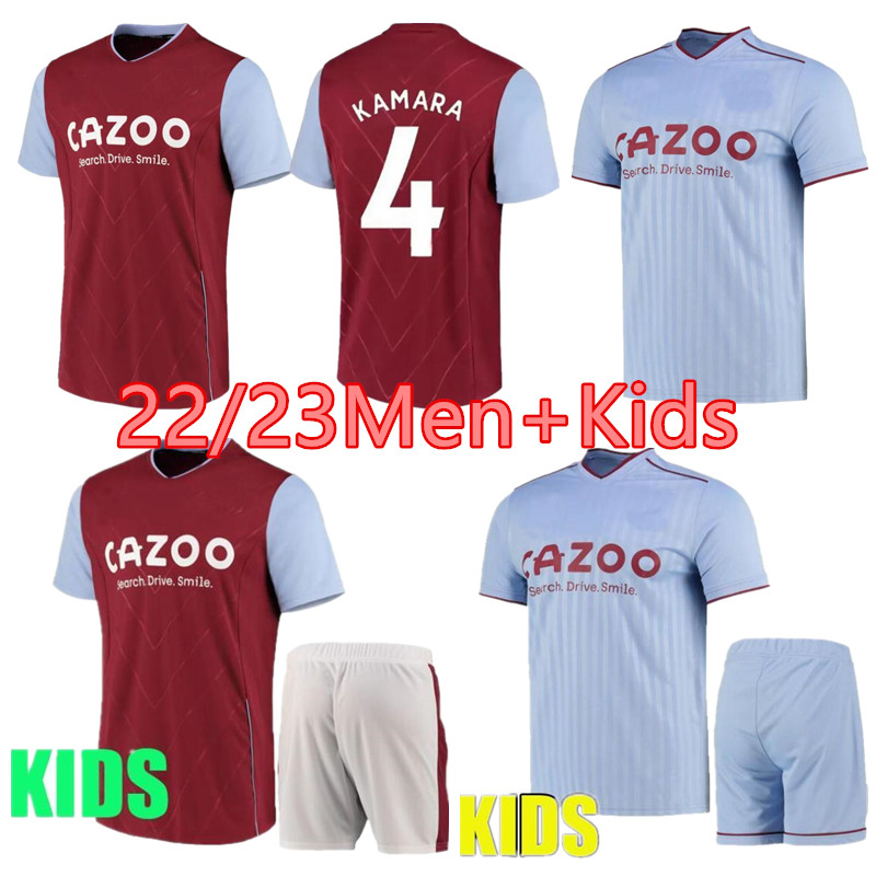

2022 2023 Aston Villaes Kamara Soccer Jerseys 22 23 Home WATKINS BUENDIA McGINN EL GHAZI DOUGLAS LUIZ MINGS KONSA CASH M.TREZEGUET Football shirt Men Kids Kit, Black