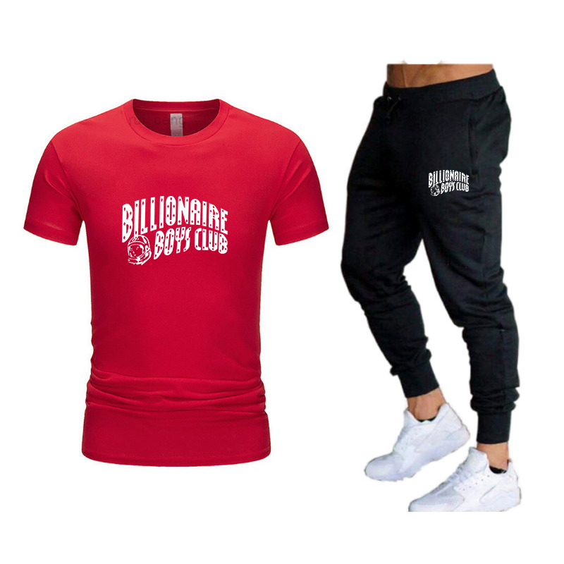 

men' casual 2022 summer Designer T Shirts Tracksuits clothes sportswear two-piece T-shirt brand Basketball running Sportwear Fitness, Red