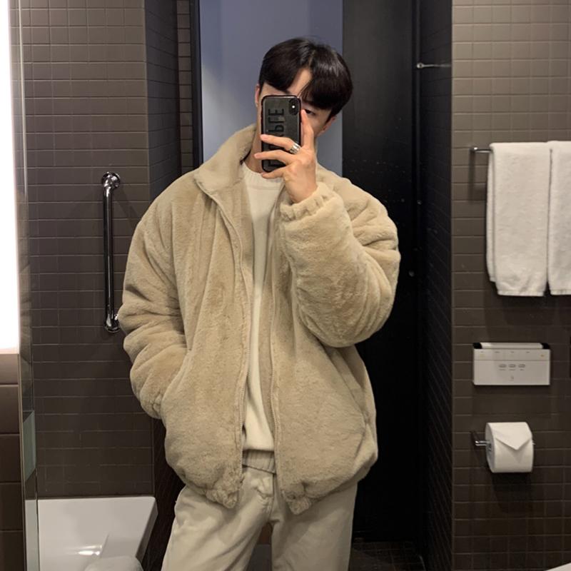 

Men's Down & Parkas Winter Lamb Wool Coat Male Loose Korean Version Plus Velvet Thick Padded Jacket Polar Fleece Ins Hong Kong TrendMen's, Khaki