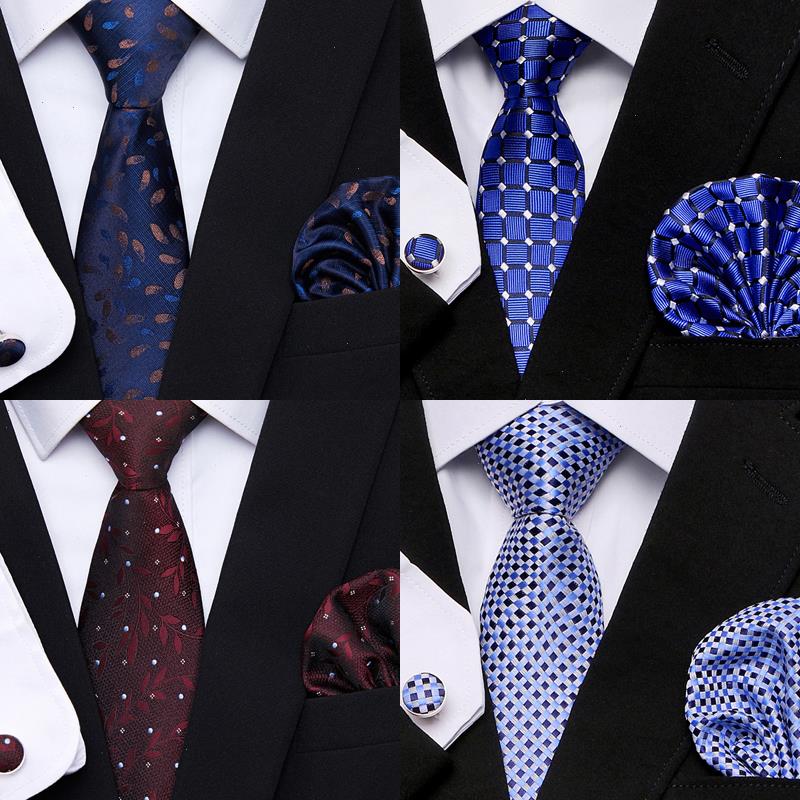 

Top Grade Wholesale 7.5 Cm Birthday Present Tie Hanky Cufflink Set Necktie Hombre Printed Light Blue Fit Group