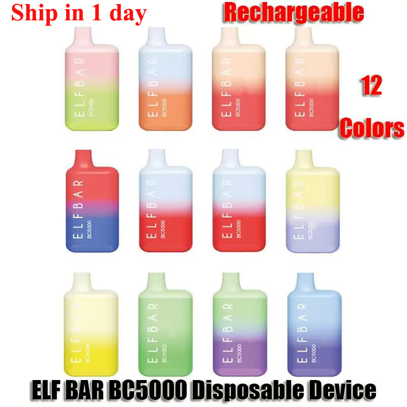 

Newest ELF BAR BC5000 Disposable E cigarettes Pod Device 5000 Puffs 650mAh Rechargeable Battery 13ml Prefilled Cartridge Vape Pen Kit VS Bang XXL puff flex