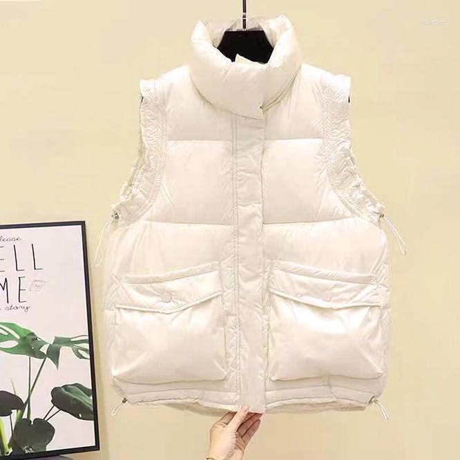 

Women's Vests White Korean Winter Cotton Vest Women Sleeveless Down Coat Tops Lady Casual Short Outwear Waistcoat Parkas Jacket Coats Cloth, Black