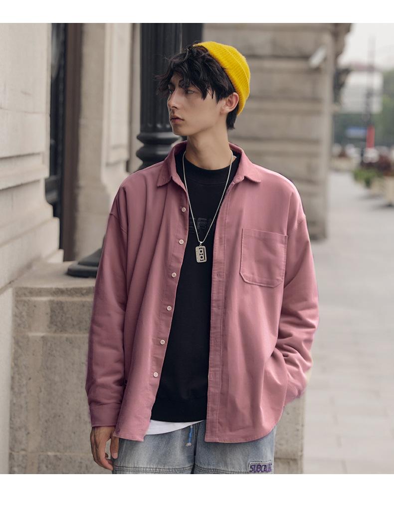 

Men's Casual Shirts Men's Spring 2022 Long Sleeve Shirt Corduroy Pure Color Basic Youth Leisure Shopping To Pursue His Beloved GirlMen's, Black