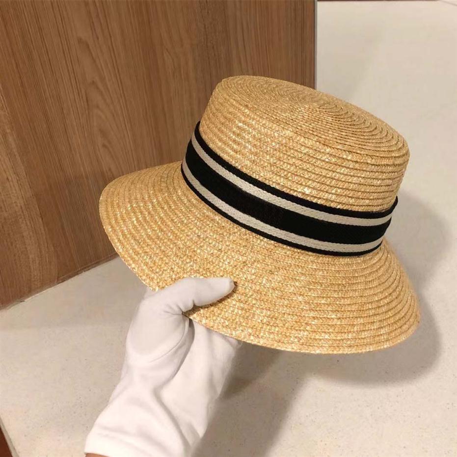

Summer Letters Embroidered Hats Paris Designer Beach Caps Fashion Men Woman Straw Hat Travel Cap Casquette 2 Colors High Quality241j, Black