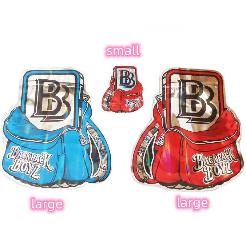 

large shape mylar bag diecut backpack boyz C runtz 1LB pound 330mm zipper flower edibles package custom