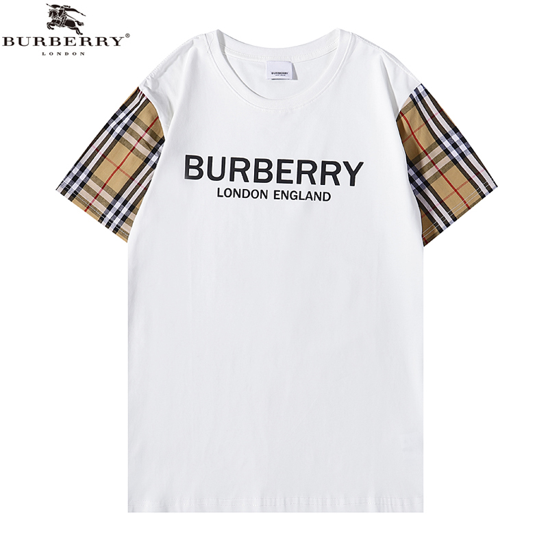 Burberry Hommes T-shirts Hommes Couture Cou de Couche rapide Dry Respirant Lettre Femmes T-shirts Blanc Tops blancs T-shirts surdimensionnés