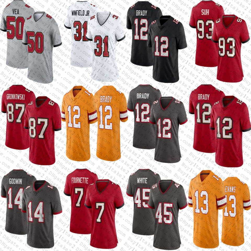 

12 Tom Brady Rob Gronkowski 31 Antoine Winfield Jr Custom Football Buccaneeres Jerseys Lavonte David Mike Evans Jason Pierre-Paul Vita Vea Leonard Fournette Godwin, Youth