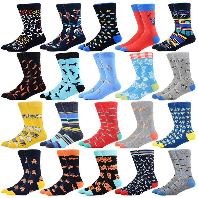 

Men's Socks Combed Cotton Men Cycling Summer Man Gifts Fashion Hip Hop Funny Designer Animal Happy Lot Harajuku Stockings, Black