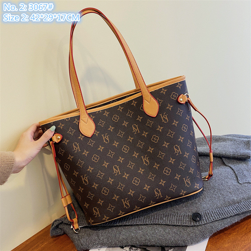 

Wholesale factory ladies shoulder bags 2 styles classic letter printing tote bag large capacity leather leisure shopping backpack simple contrast fashion handbag, Coffee2-3067#