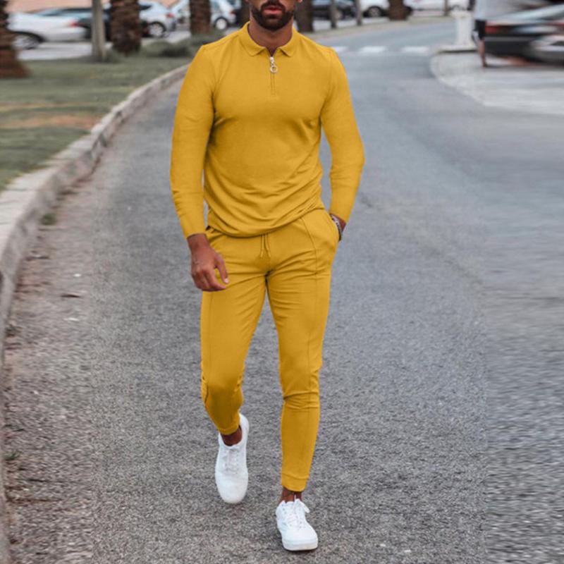 

Men' Tracksuits Men' Autumn Long Sleeve Slim Fit Trend Leisure Fashion Sportswear Stand Collar Two-piece Sets Men TracksuitMen, White