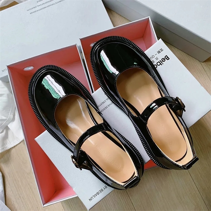 

Sepatu Platform Harajuku Lolita Mary Jane Loafer Kulit Paten Gotik Retro Wanita Flat Tali Gesper Mode Perancang Baru 220614, Pink