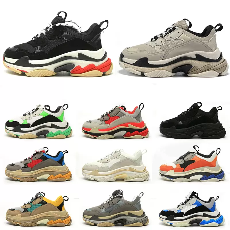 2022 triple s men women designer casual shoes platform sneakers black white grey red pink blue green Light Tan oreo mens trainers sports fashion