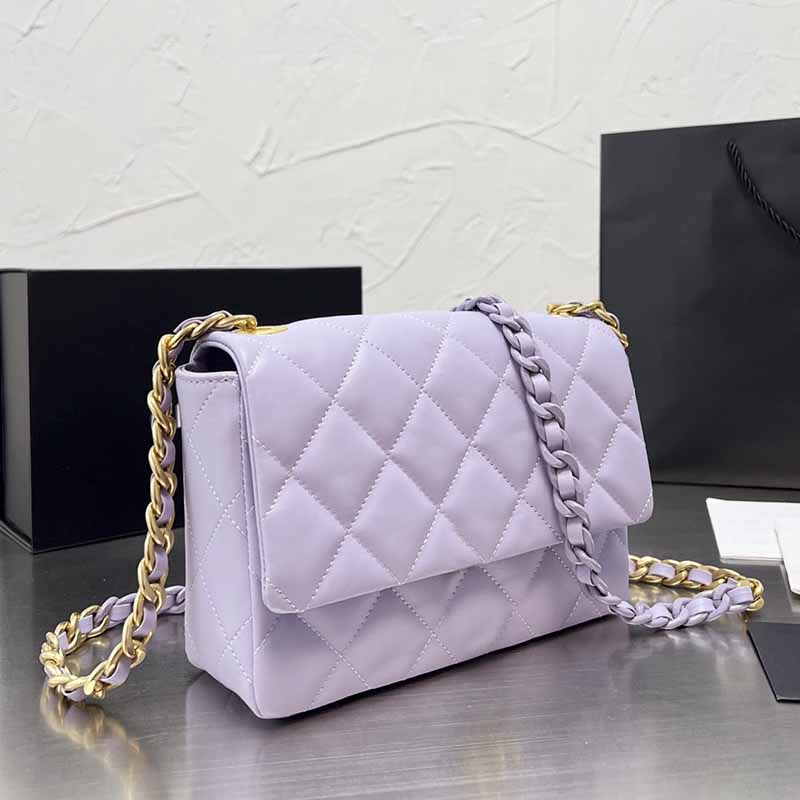 

High Quality Mini Flap Bags Solid Color Genuine Leather Designer Bags Luxury Timeless Diamond Quilting Gold-Tone Metal Chains Handbags Crossbody Bag For Womens, Blue