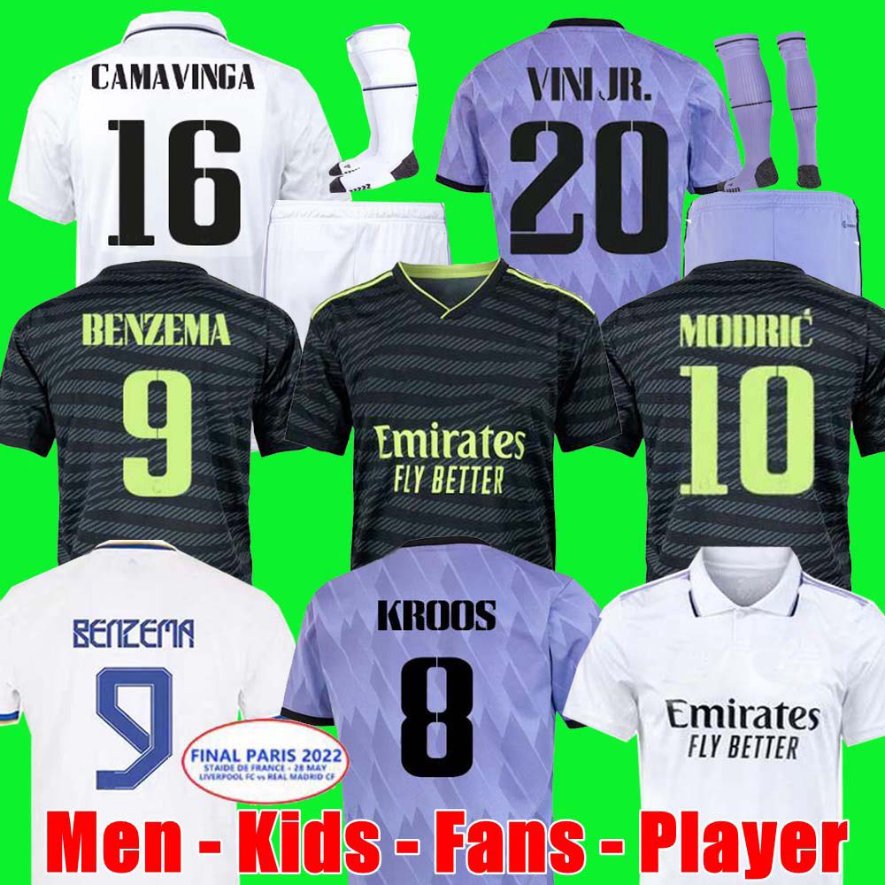 

2023 BENZEMA Finals soccer jersey 21 22 23 football shirt CAMAVINGA ALABA MODRIC VALVERDE Rudiger camiseta men kids 2022 uniforms VINI JR TCHOUAMENI Real MadridS, Home kids